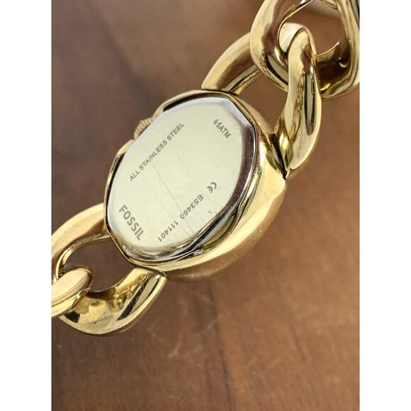 Fossil Women's Watch ES3460 Curator Quartz Gold Dial Stainless Steel Tank 20mm - Picture 7 of 11